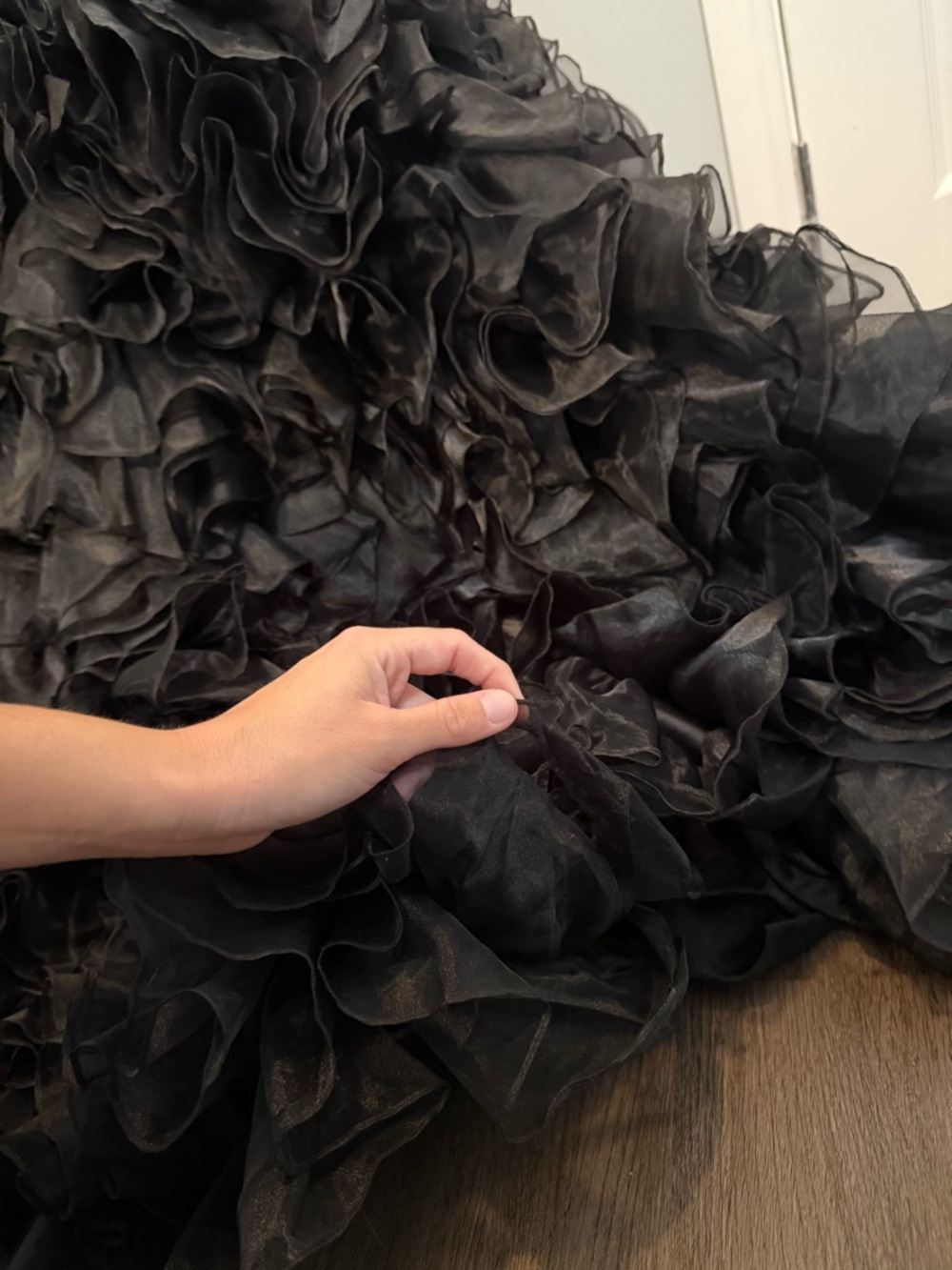 Sherri Hill 51678 Black Tulle Ruffle Mermaid Gown Size 4 - Picture 13 of 13